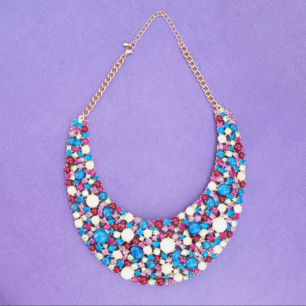 Crystal Encrusted Bib Statement Necklace